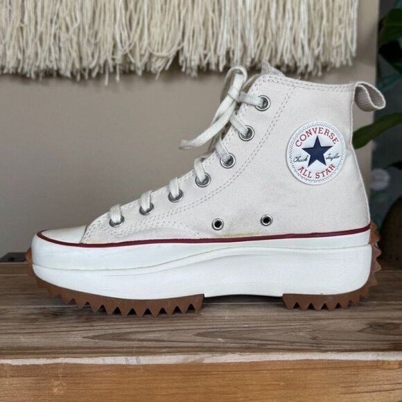 Converse Run Star Hike High in Parchment Gum Honey Platform Sneaker Size 7.5 - Picture 8 of 16